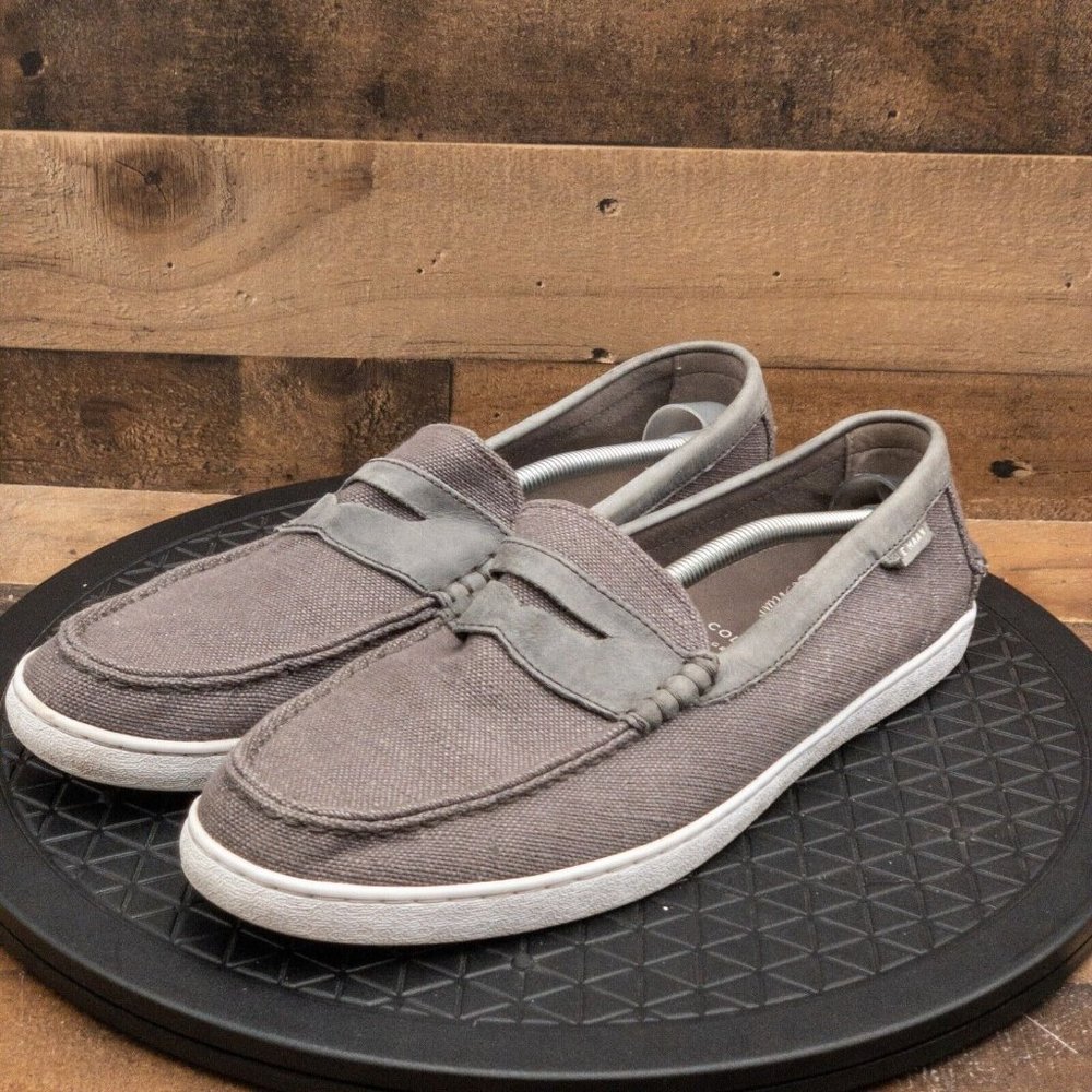 COLE HAAN PINCH MENS CASUAL SHOES GRAY SLIP ON LOAFERS COMFORT MOC TOE SIZE 13M